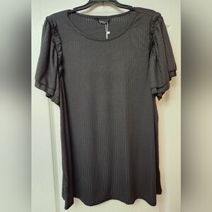 NEW Black Ruffle Short Sleeve Top 14-16 / XL-1X PLUS SIZE